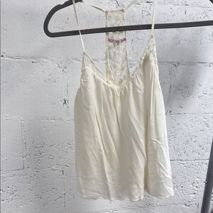 Elegant Cream Lace Trim Cami Top - WINK Size Small - Flower Lace Design Like New